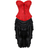 Women Corsets Top Skirt Set Dress Bustier Floral Plus Size Princess Costume