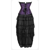 Women Corsets Top Skirt Set Dress Bustier Floral Plus Size Princess Costume