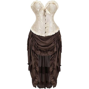 Floral Plus Size Corset Dress Skirt Top Set Bustier for Women