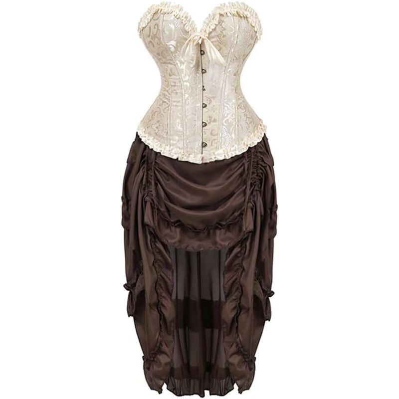 Floral Plus Size Corset Dress Skirt Top Set Bustier for Women