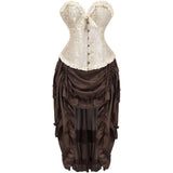 Women Corsets Top Skirt Set Dress Bustier Floral Plus Size Princess Costume