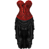 Women Corsets Top Skirt Set Dress Bustier Floral Plus Size Princess Costume