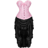 Women Corsets Top Skirt Set Dress Bustier Floral Plus Size Princess Costume