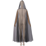 Women Ghost Tulle Cape Haunted Hooded Cloak Bride Vampire Cosplay Costume For Halloween