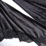 Women Gothic Lace Velvet Dress Black Lace Goth Vintage Dresses