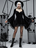 Women Gothic Lace Velvet Dress Black Lace Goth Vintage Dresses