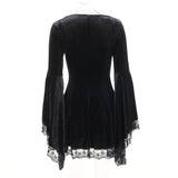 Women Gothic Lace Velvet Dress Black Lace Goth Vintage Dresses