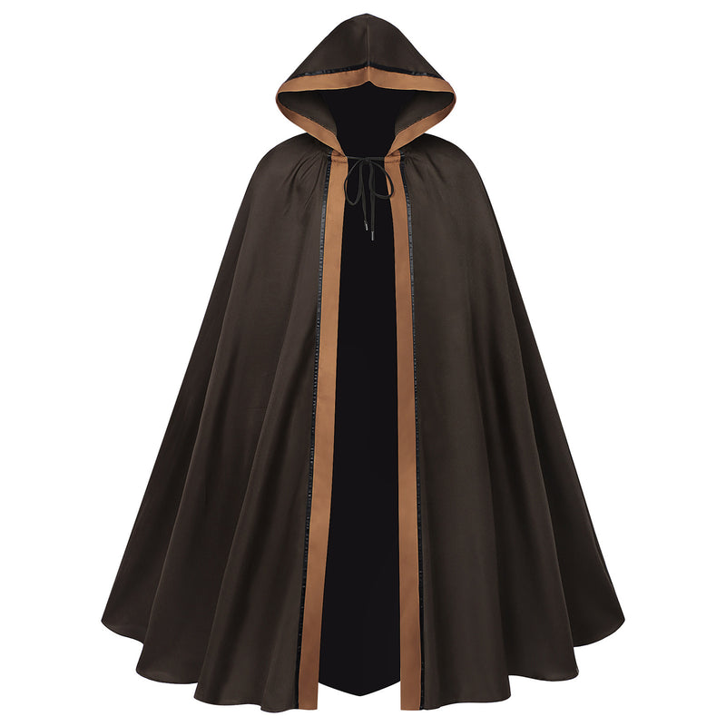 Women Men Hooded Cloak Medieval Renaissance Costume with Hood Cape Halloween Dress Up
