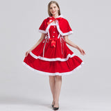 Women Mrs Claus Christmas Santa Costume Dress Adult 2PCS Red Cosplay Outfit Xmas Party