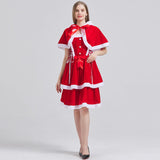 Women Mrs Claus Christmas Santa Costume Dress Adult 2PCS Red Cosplay Outfit Xmas Party