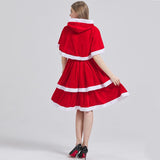 Women Mrs Claus Christmas Santa Costume Dress Adult 2PCS Red Cosplay Outfit Xmas Party