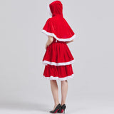 Women Mrs Claus Christmas Santa Costume Dress Adult 2PCS Red Cosplay Outfit Xmas Party