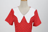 Women Party Casual Polka Dot Print Short Sleeve 1950s Party Prom Dress