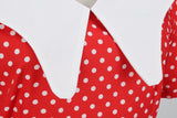 Women Party Casual Polka Dot Print Short Sleeve 1950s Party Prom Dress