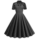 Women Pink Vintage Polka Dot 1950s Rockabilly Audrey Dress Floral Cocktail Swing Dress