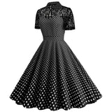 Women Pink Vintage Polka Dot 1950s Rockabilly Audrey Dress Floral Cocktail Swing Dress