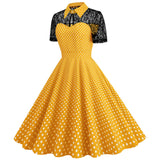 Women Pink Vintage Polka Dot 1950s Rockabilly Audrey Dress Floral Cocktail Swing Dress