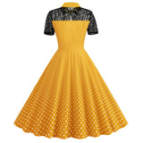 Women Pink Vintage Polka Dot 1950s Rockabilly Audrey Dress Floral Cocktail Swing Dress