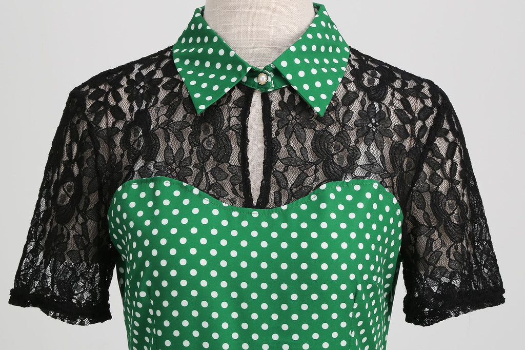 Women Pink Vintage Polka Dot 1950s Rockabilly Audrey Dress Floral Cocktail Swing Dress