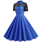 Women Pink Vintage Polka Dot 1950s Rockabilly Audrey Dress Floral Cocktail Swing Dress