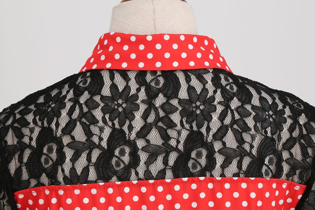 Women Pink Vintage Polka Dot 1950s Rockabilly Audrey Dress Floral Cocktail Swing Dress