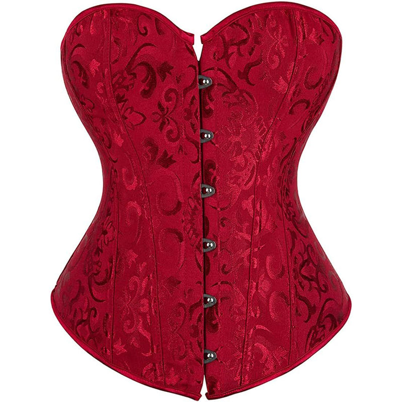 Women Plus Size Lace Up Back Floral Corset Bustier Top