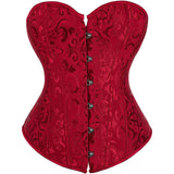 Women Plus Size Lace Up Back Floral Corset Bustier Top