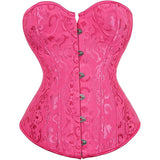 Women Plus Size Lace Up Back Floral Corset Bustier Top