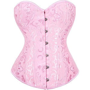 Women Plus Size Lace Up Back Floral Corset Bustier Top