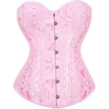 Women Plus Size Lace Up Back Floral Corset Bustier Top