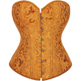 Women Plus Size Lace Up Back Floral Corset Bustier Top