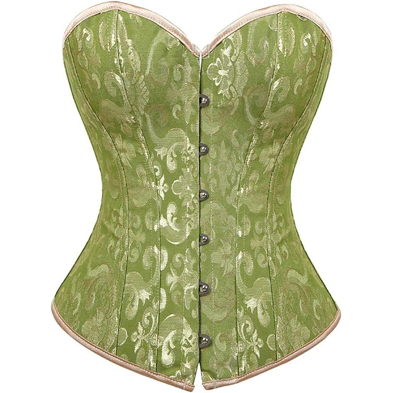 Women Plus Size Lace Up Back Floral Corset Bustier Top