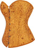 Women Plus Size Lace Up Back Floral Corset Bustier Top