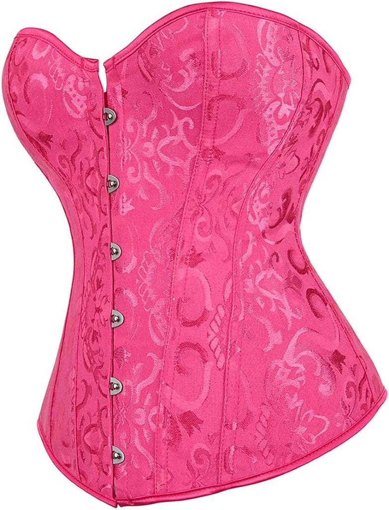 Women Plus Size Lace Up Back Floral Corset Bustier Top