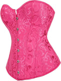 Women Plus Size Lace Up Back Floral Corset Bustier Top