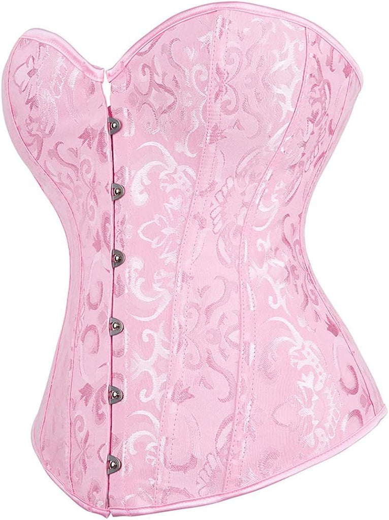 Women Plus Size Lace Up Back Floral Corset Bustier Top