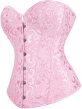 Women Plus Size Lace Up Back Floral Corset Bustier Top