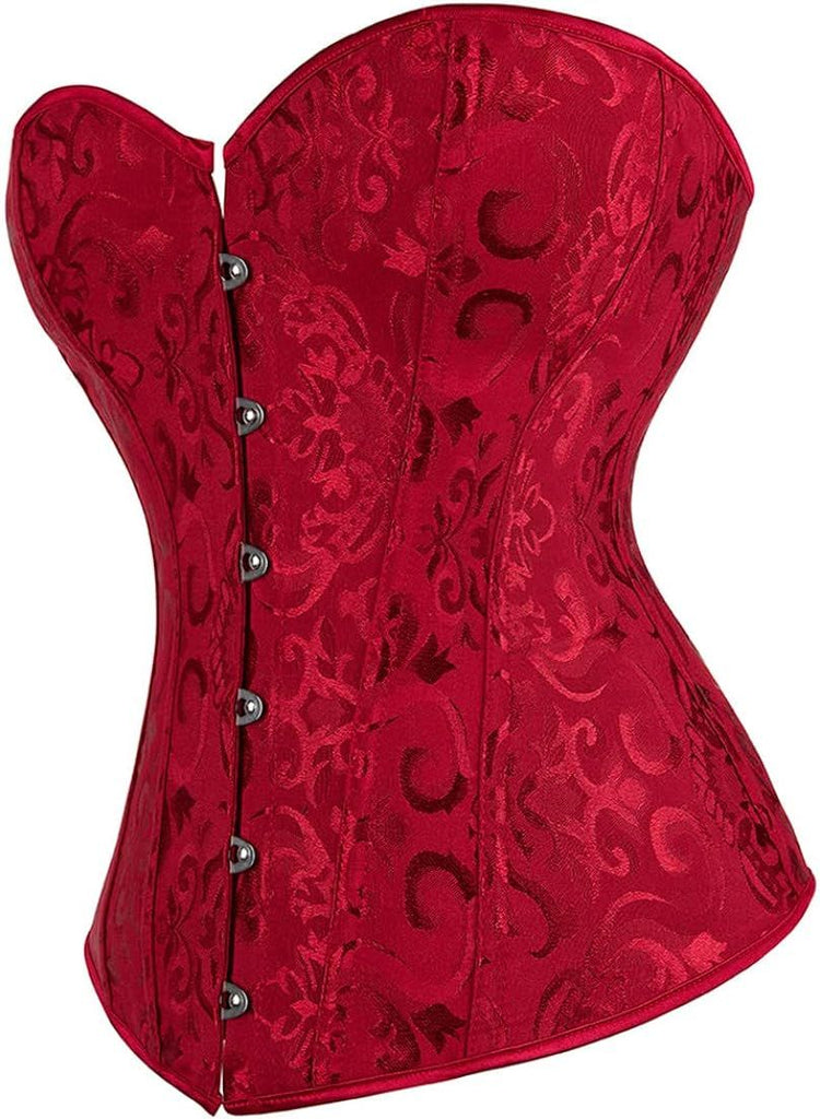 Women Plus Size Lace Up Back Floral Corset Bustier Top