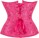 Women Plus Size Lace Up Back Floral Corset Bustier Top