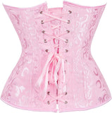 Women Plus Size Lace Up Back Floral Corset Bustier Top