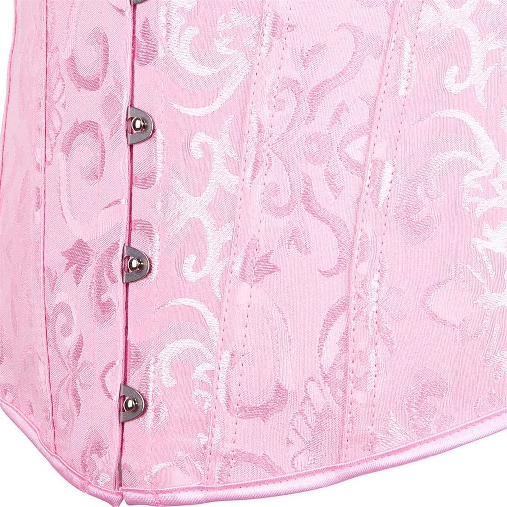 Women Plus Size Lace Up Back Floral Corset Bustier Top
