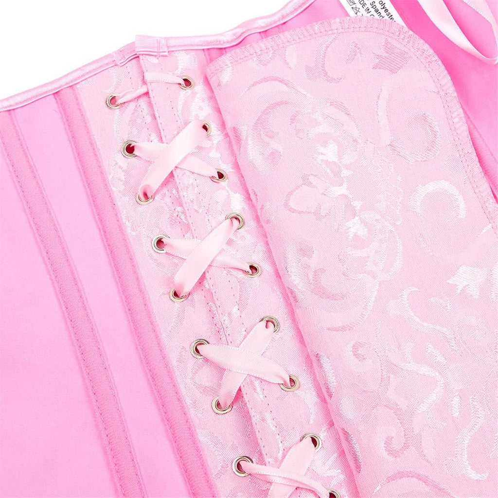 Women Plus Size Lace Up Back Floral Corset Bustier Top