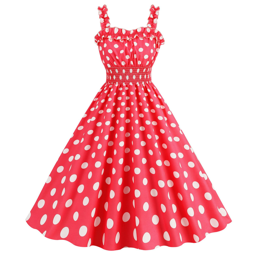 Women Polka Dot Pink 1950s Party Swing Dress 50's 60's Prom Dress Rock Hiipps Women Polka Dot Pink 1950s Party Swing Dress 50's 60's Prom Dress Rock Hiipps
