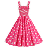 Women Polka Dot Pink 1950s Party Swing Dress 50's 60's Prom Dress Rockabilly Dresses