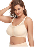 Women Plus Size Front Closure Posture Bra with Adjustable Straps Wirefree