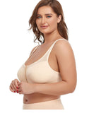 Women Plus Size Front Closure Posture Bra with Adjustable Straps Wirefree