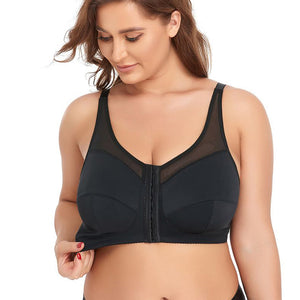 Women Plus Size Front Closure Posture Bra with Adjustable Straps Wirefree