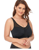 Women Plus Size Front Closure Posture Bra with Adjustable Straps Wirefree