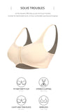 Women Plus Size Front Closure Posture Bra with Adjustable Straps Wirefree