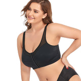 Women Plus Size Front Closure Posture Bra with Adjustable Straps Wirefree